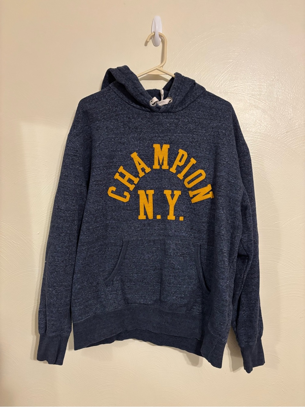 Champion Champion NY Pullover Hoodie Blue Gold Spellout XL